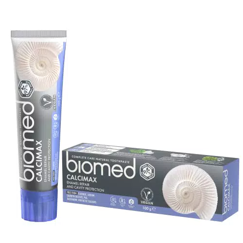BIOMED Calcimax regenerierende und zahnschmelzstärkende Zahnpasta für empfindliche Zähne - fluoridfreie und 97% natürliche