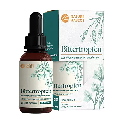 Bittertropfen - 1000 Tropfen / 20 Tropfen pro Tagesdosis/hochwertige Naturkräuter ohne Alkohol/nach Hildegard von Bingen/Vegan