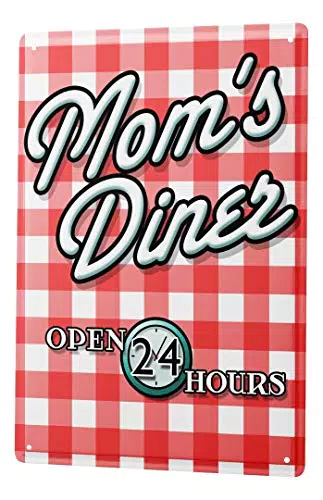 Blechschild Dekoschild Küche Garage Retro Wand Deko Schild Mom`s Diner 20X30 cm