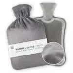 Blumtal Wärmflasche mit Premium Vliesbezug in Samtoptik - Wärmeflasche mit Bezug zur Schmerzlinderung