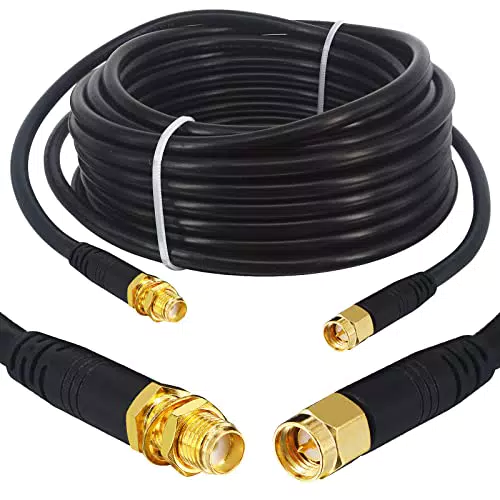 BOOBRIE RG-58/U SMA zu SMA Kabel 7M WiFi Antennenkabel SMA Buchse auf SMA Stecker Koaxial Kabel Verlustarmes 50 Ohm Koaxialkabel für WIFI-Antenne/Radio/FPV-Drohne usw