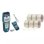 Bosch Professional digitales Ortungsgerät GMS 120 & tesapack 64014 im 6er Pack - Geräuscharmes Paketklebeband zum Verpacken von Paketen und Versandschachteln - transparent - 6 Rollen je 66 m