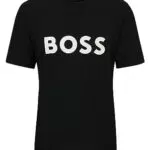 BOSS Herren Tee 1 T-Shirt aus Baumwoll-Jersey mit kontrastfarbenem Logo-Print Dunkelblau X