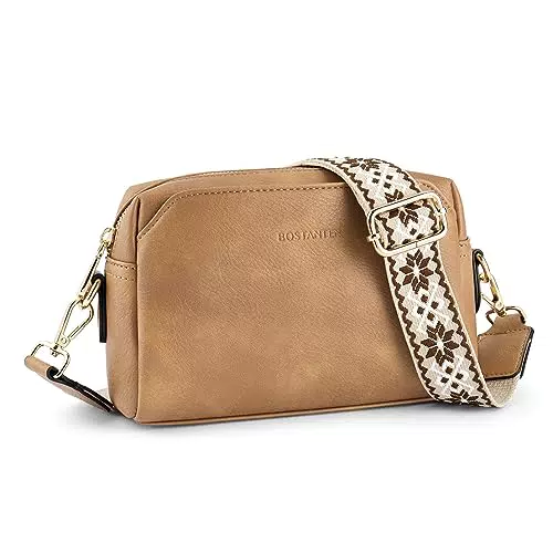 BOSTANTEN Damen Crossbody Bag mit verstellbarem Farbigem Riemen