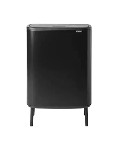 Brabantia Bo Touch Bin HI 1 x 60L Inneneimer Abfall-/Recycling-Kücheneimer mit herausnehmbarem Fach + gratis Mülltüten