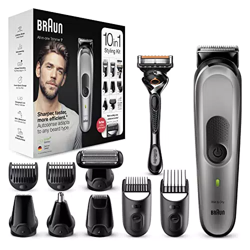 Braun Multi-Grooming-Kit 7, 10-in-1 Barttrimmer und Haarschneider/Haarschneidemaschine für Haarentfernung Herren