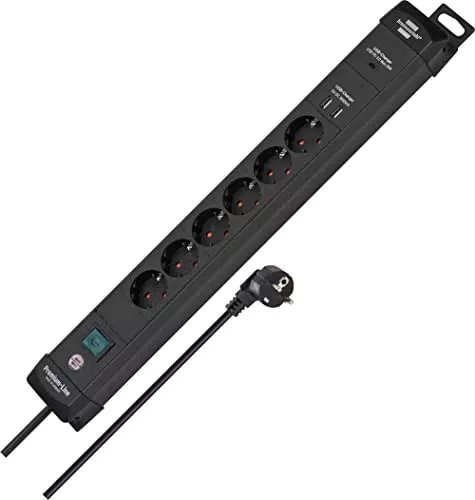 Brennenstuhl Premium-Line Steckdosenleiste 6-fach mit USB C Power Delivery schwarz