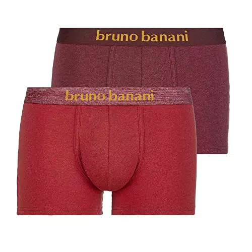 bruno banani Herren 2pack Denim Fun Retroshorts, Rostrot // Weinrot Melange