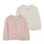 C&A Baby Mädchen Strickjacke Cardigan Unifarben Baumwolle 2er Pack|Multipack beige 80