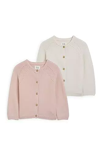 C&A Baby Mädchen Strickjacke Cardigan Unifarben Baumwolle 2er Pack|Multipack beige 80