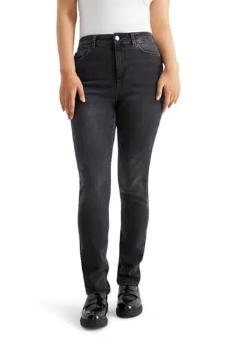 C&A Damen 5-Pocket Jeans Casual Slim High Rise/High Waist Baumwolle|Denim|Stretch|Lycra Jeans-dunkelgrau 36 S S-L-R