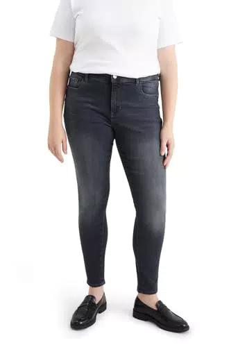 C&A Damen 5-Pocket Jeans Casual|Große Größen Skinny Mid Rise/Mid Waist Stretch|Baumwolle|Denim Jeans-grau 56 S-L-R