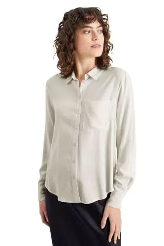 C&A Damen Bluse Unifarben cremeweiß 44