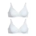 C&A Damen Bügelloser BH Non Wired Bra Stretch|Synthetisch 2er Pack|Multipack weiß 85 D