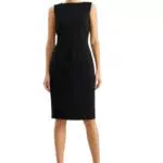 C&A Damen Kleid U-Boot-Ausschnitt unter dem Knie Shift-Form Kleider schwarz 46