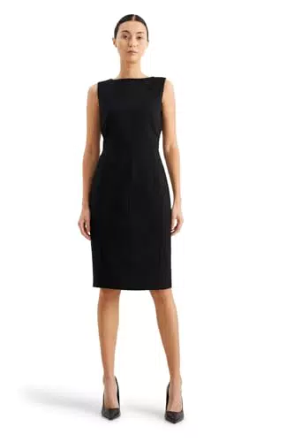 C&A Damen Kleid U-Boot-Ausschnitt unter dem Knie Shift-Form Kleider schwarz 46