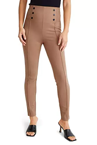 C&A Damen Leggings Hosen Super Skinny Unifarben Hellbraun 50