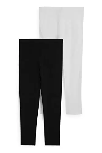 C&A Damen Leggings Hosen Umstandsmode Skinny Unifarben Multipack|2er Pack schwarz