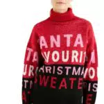 C&A Damen Pullover Christmas Rollkragen Synthetisch|Polyester Mit Slogan/Mit Aufschrift schwarz/rot