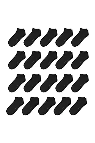 C&A Damen Sneakersocken Unifarben Stretch|Baumwolle|Nylon|Lycra Multipack|20er Pack schwarz 35-38