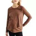 C&A Damen Streifen T-Shirt Umstandsmode Rundhalsausschnitt Langärmelig braun