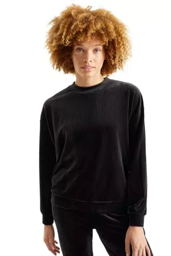 C&A Damen Sweatshirt Unifarben schwarz