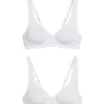 C&A Damen Ungefütterter BH Unlined Bra Stretch|Synthetisch|Baumwolle 2er Pack|Multipack schwarz 75 D