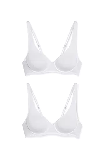 C&A Damen Ungefütterter BH Unlined Bra Stretch|Synthetisch|Baumwolle 2er Pack|Multipack schwarz 75 D