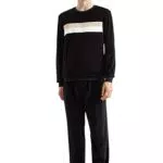 C&A Herren Pyjama Set Regular Fit Colour-Blocking Polyester|Baumwolle schwarz
