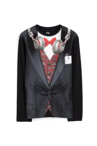 C&A Kinder Jungen T-Shirt Langärmelig Verziert schwarz 134