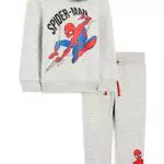 C&A Set Kinder Jungen Polyester|Baumwolle Regular Fit Motivprint Spider-Man hellgrau-melange 140
