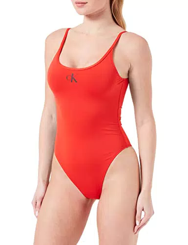 Calvin Klein Damen Badeanzug Scoop Back One Piece Modern
