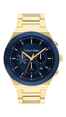 Calvin Klein Multi Zifferblatt Quarz Uhr für Herren mit Gelbgoldfarbenes Edelstahlarmband - 25200302