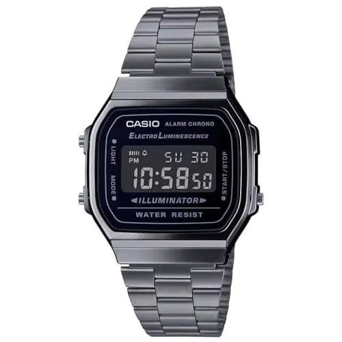 Casio Herren Digital Japanischer Quarz Uhr mit Edelstahl Armband A168WEGG-1BEF