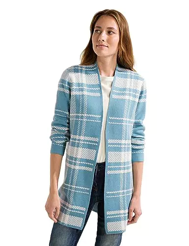 Cecil Damen B253651 Longcardigan Kariert, Adriatic Blue