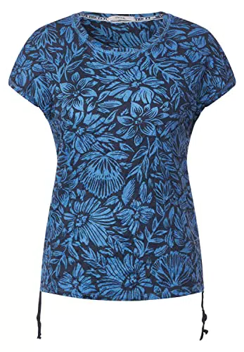 CECIL Damen B319622 Kurzarmshirt Bedruckt, deep Blue