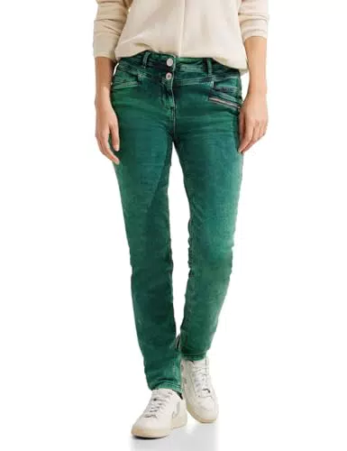 CECIL Damen B377012 Jeanshose Slim, Easy Green