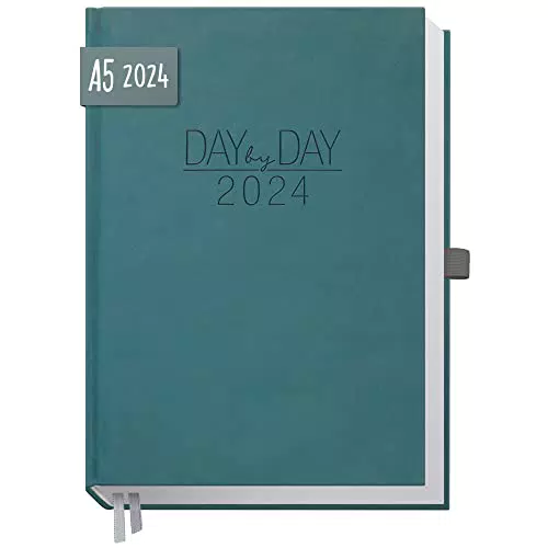 Chäff Organizer Day by Day 2024 A5 1 Tag 1 Seite, Hardcover Tageskalender 2024 A5