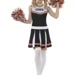 Cheerleader Costume, Black, with Dress & Pom Poms,