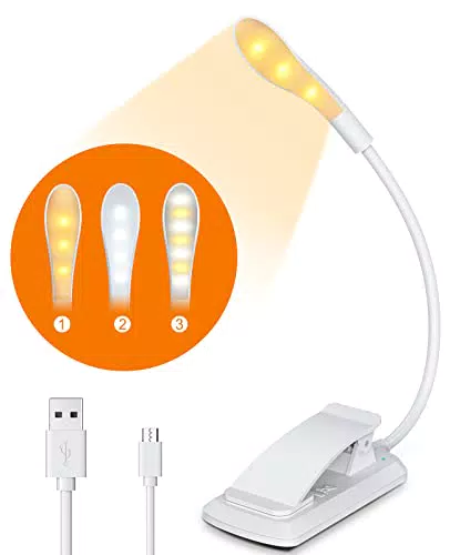 CIRYCASE Leselampe Buch Klemme, 7 LEDs USB Wiederaufladbare Buchlampe