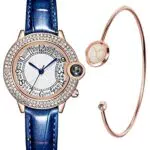 CIVO Damen Uhr Set Leder Analog Armbanduhr Damen Wasserdicht Uhr und Armband Set Damen Klassisch Damenuhr Elegante Quarz Minimalistische Geschenkset fur Frauen