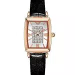 CIVO Damenuhr Schwarz Leder Armbanduhr Frauen Rechteckige Analog Quarzuhr Kleid Elegante Damen Uhren Strass