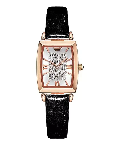 CIVO Damenuhr Schwarz Leder Armbanduhr Frauen Rechteckige Analog Quarzuhr Kleid Elegante Damen Uhren Strass