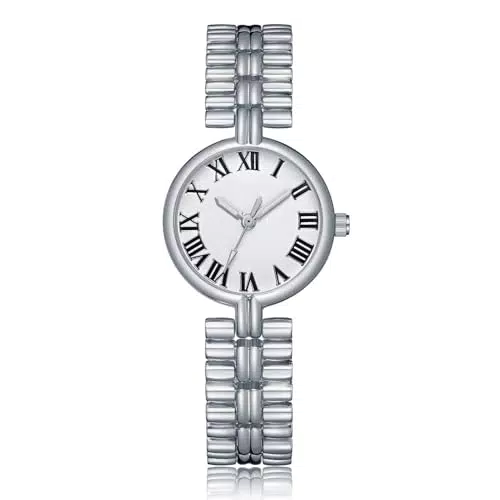 CIVO Damenuhr Silber Edelstahl Analog Armbanduhr Damen Römische Zahlen Design Mode Wasserdicht Leuchtend Uhren für Damen