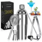 Cocktail Shaker Set, Edelstahl 304 Zubehör 6 stück 750ML Professioneller Bar Cocktailshaker Kit mit Messbecher und Barlöffel Cocktail Starter Set Geburtstags-/Weihnachts Frauen Männer