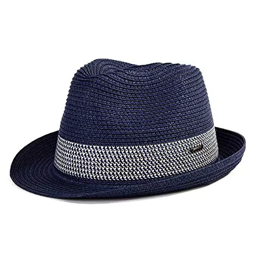 Comhats Strohhut Panamahut Sonnenhut Fedora Hut Handgemacht Herren Schwarzblau