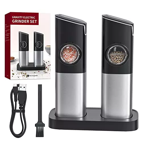 CONOYAR Elektrische Schwerkraft Salz und Pfeffermühle 2er Set