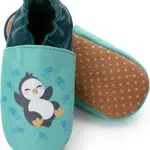 corimori Marken Echt-Leder Baby Krabbelschuhe, rutschfest | Lauflernschuhe Lederschuhe Barfußschuhe | Pablo der Pinguin