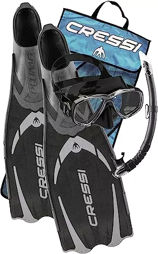 Cressi Pluma / Pluma Bag - Premium Flossen Set, Schwarz/Silber - Schnorchel Set