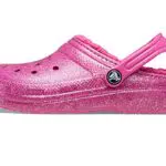Crocs Kids’ Classic Lined Glitter Clog 38- Fuchsia Fun/Multi